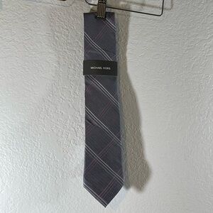 MICHAEL KORS MSRP $69 Men's Classic Plaid Tie Silk/Linen One Size NEW